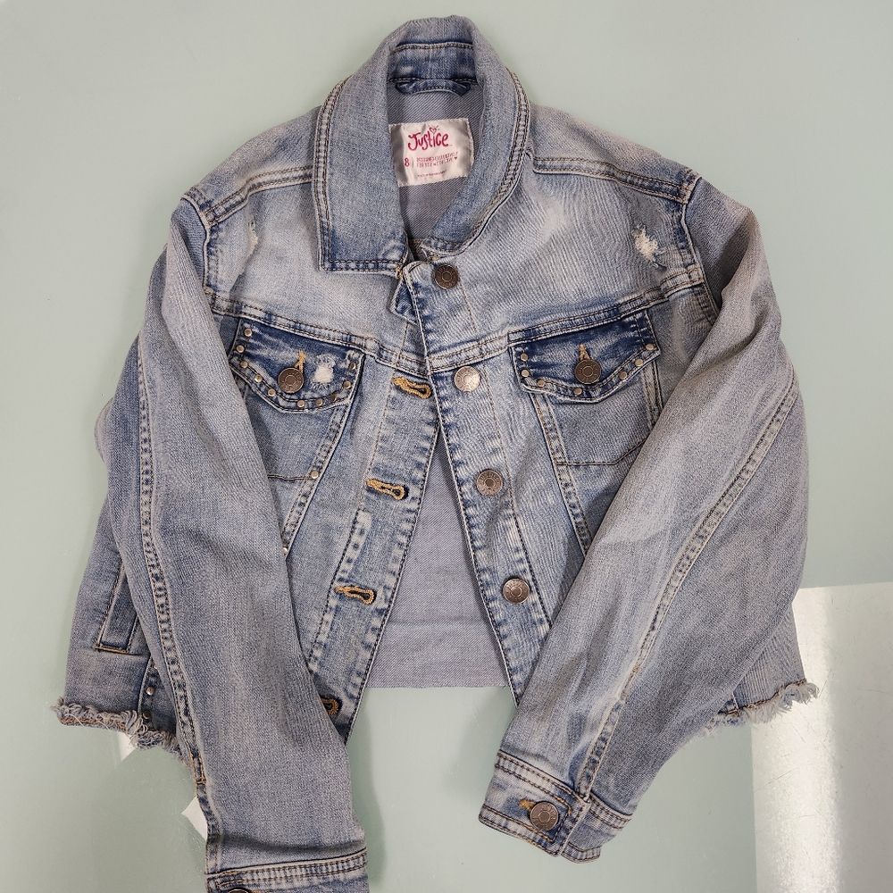 Justice Kids Light Blue Denim Jacket - Picture 1 of 4
